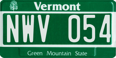 VT license plate NWV054