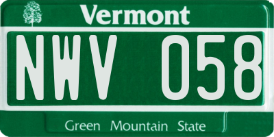 VT license plate NWV058