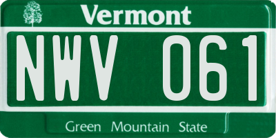 VT license plate NWV061
