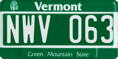 VT license plate NWV063