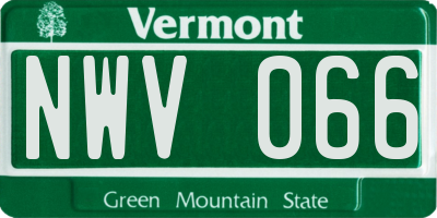 VT license plate NWV066