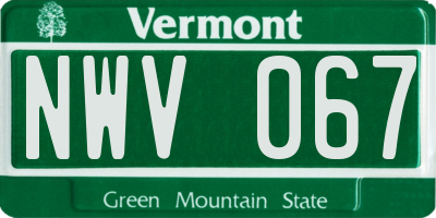 VT license plate NWV067
