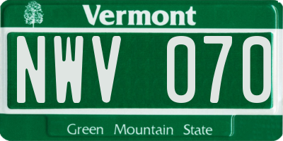 VT license plate NWV070