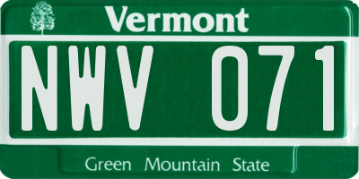 VT license plate NWV071