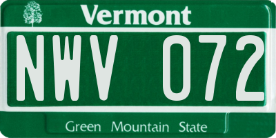 VT license plate NWV072