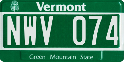 VT license plate NWV074