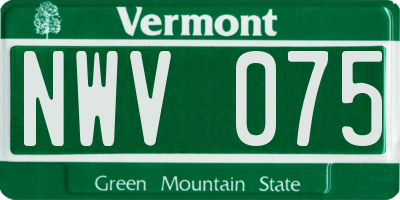 VT license plate NWV075