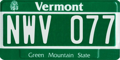 VT license plate NWV077