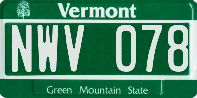 VT license plate NWV078