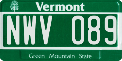 VT license plate NWV089