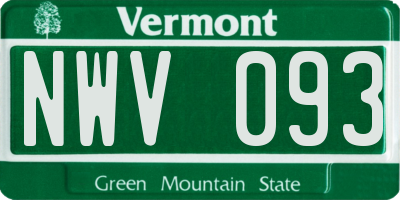 VT license plate NWV093