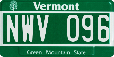 VT license plate NWV096