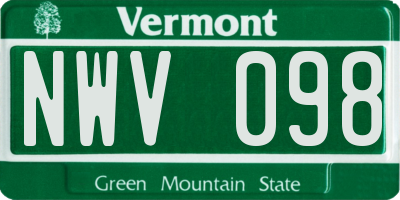VT license plate NWV098