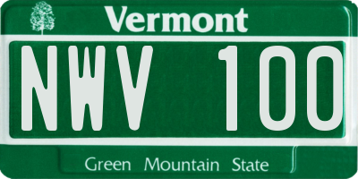VT license plate NWV100