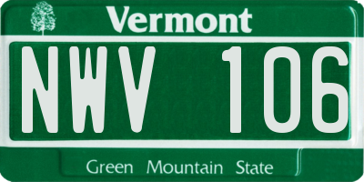 VT license plate NWV106