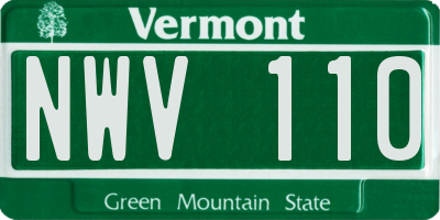 VT license plate NWV110