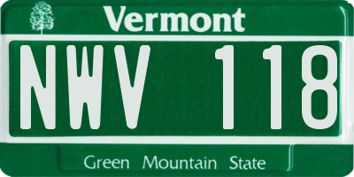 VT license plate NWV118