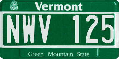 VT license plate NWV125