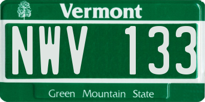 VT license plate NWV133
