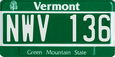 VT license plate NWV136