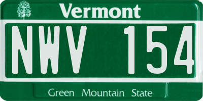 VT license plate NWV154