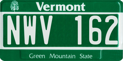 VT license plate NWV162