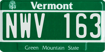 VT license plate NWV163