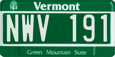VT license plate NWV191