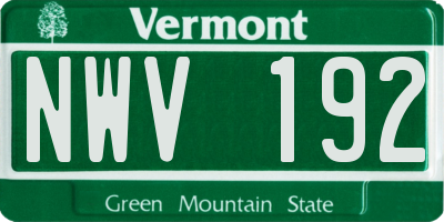 VT license plate NWV192