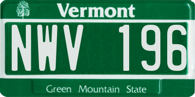 VT license plate NWV196