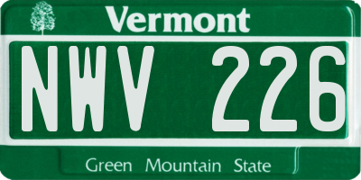 VT license plate NWV226