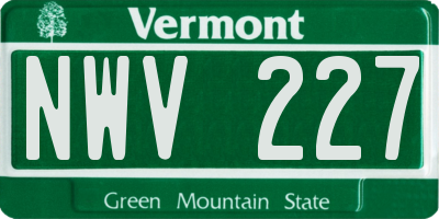 VT license plate NWV227