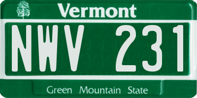 VT license plate NWV231