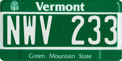 VT license plate NWV233