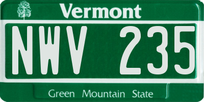 VT license plate NWV235