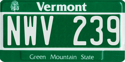 VT license plate NWV239