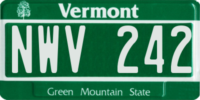 VT license plate NWV242