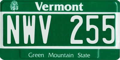 VT license plate NWV255
