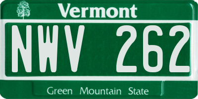 VT license plate NWV262