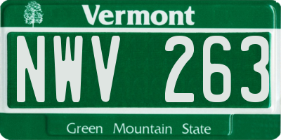 VT license plate NWV263
