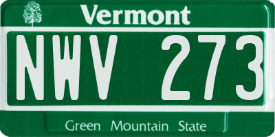 VT license plate NWV273