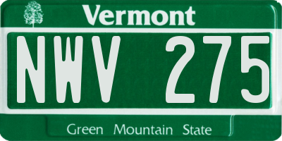 VT license plate NWV275