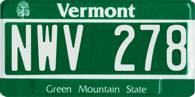 VT license plate NWV278