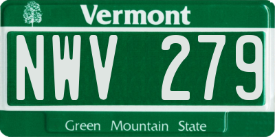VT license plate NWV279