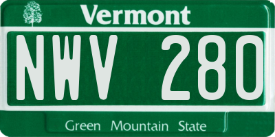 VT license plate NWV280