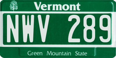 VT license plate NWV289