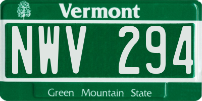 VT license plate NWV294