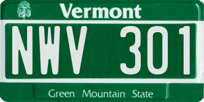 VT license plate NWV301