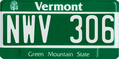 VT license plate NWV306