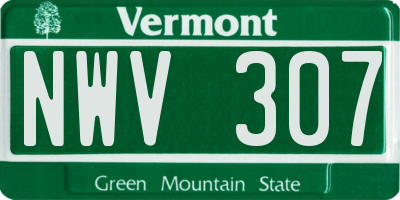 VT license plate NWV307